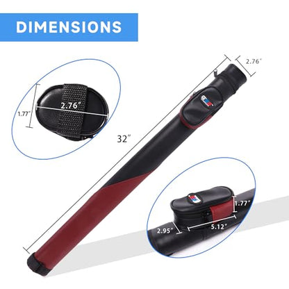 GSE Games & Sports Expert Billiard Cue Cases, 1x1 Deluxe Hard Billiard Pool Cue Stick Carrying Case, Pool Billiards Accessories (Several Colors Available) - color: Deluxe - Black/Burgundy