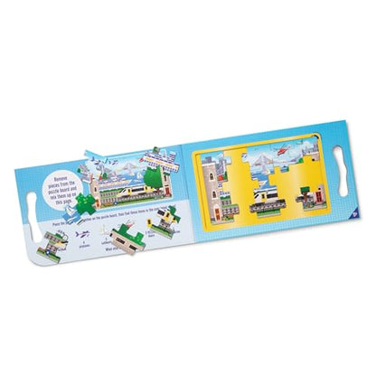 Melissa & Doug Take-Along Magnetic Jigsaw Puzzle Set – Vehicles (2 x 15 Piece) Travel Activity Toy for Preschoolers and Kids Ages 3+ - style: Vehicles