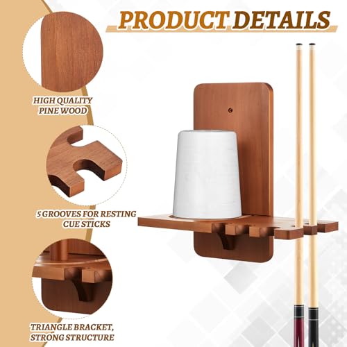Geelin Wall Mounted Cone Chalk Holder, Wood Pool Hand Chalk Holder with 5 Cue Grooves, Billiards Pool Table Accessories, Billiard Room & Bar(Brown,Classic Style) - color: Brown, style: Classic Style