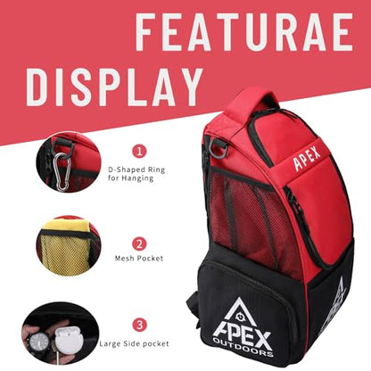Disc Golf Bag, Large Disc Golf Backpack Holds Over 21 Discs, Durable & Lightweight with Multiple Storage Pockets - color: Red