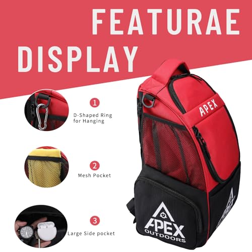 Disc Golf Bag, Large Disc Golf Backpack Holds Over 21 Discs, Durable & Lightweight with Multiple Storage Pockets - color: Red