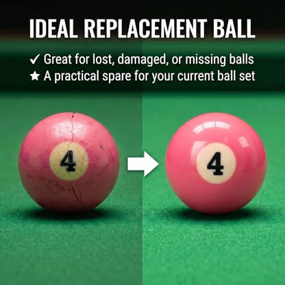 KONLLEN Single Replacement Pool Ball – 2-1/4" Regulation Size & Weight Billiard Ball Made of Phenolic Resin (Choose 1–15 or Cue Ball) - color: #4
