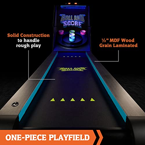 Hall of Games Roll & Score Multiple Styles Arcade Game Collection, Durable & Stylish Designs with Game Balls, Perfect for Family Game Rooms - style: Updated Version - 108"(Black & Blue)
