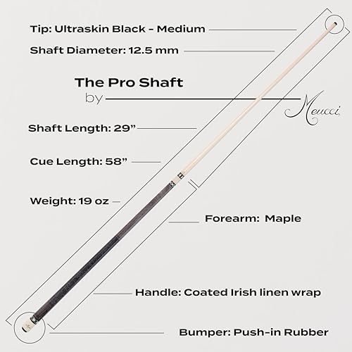 Meucci Pool Cues - Merry Widow, Blue & Gray - Maple Cue Stick, Pool Stick w/Paua Shell Squares Design, Irish Linen Wrap - 19 Oz Low Deflection Pool Cue - Amateur or Professional Billiard Cue Stick