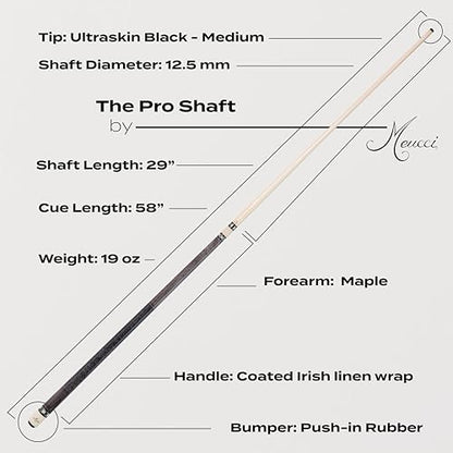 Meucci Pool Cues - Merry Widow, Blue & Gray - Maple Cue Stick, Pool Stick w/Paua Shell Squares Design, Irish Linen Wrap - 19 Oz Low Deflection Pool Cue - Amateur or Professional Billiard Cue Stick