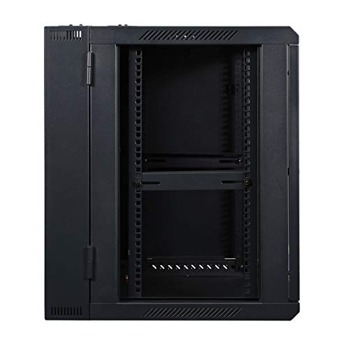 Aeons 12U Signature Double Section Wall Mount 19-inch Networking IT Cabinet Enclosure Hinged Swing Out 24-inch Depth Glass Door (Fully Assembled) - style: 12U-24" D