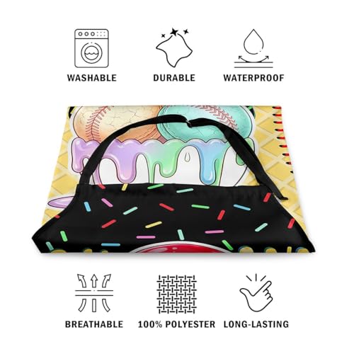 Castle Fairy Ice Cream Drip Baseball Kids Kitchen Apron - color: Yellow Black