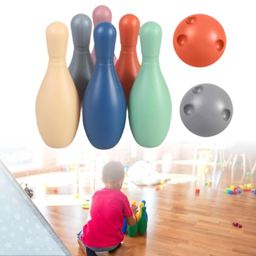 8 Pieces Kids Bowling Game Interactive Mini Bowling Set with Child Bowling Pin Sports Kit Made of Pp for Teamwork Suitable for Holiday Par, Without Number