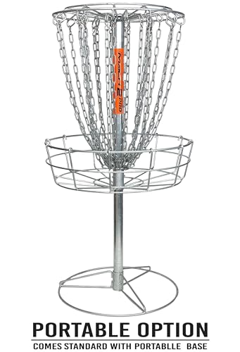 DGA Mach 2 Pro Disc Golf Basket | 24-Chain Professional Target with Hot-Dipped Galvanized Steel, All-Weather Heavy-Duty Construction for Outdoor Play
