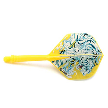 CUESOUL Integrated Dart Shaft and Flights with Four Mythological Symbols Design-Size M 28mm - color: White-White Tiger