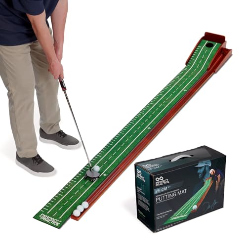 Perfect Practice Putting Mat & Chipping Net, Indoor & Outdoor Putting Green, Chipping Mat for Home & Office, Premium Golf Training Aids for Putting Practice with Realistic Turf, Golf Gifts for Men - style: Small (8')