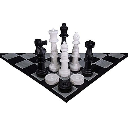 MEGACHESS Giant Chess Set - 37 Inch Tall King with Giant Checkers Set and Giant Quick Fold Chess Mat