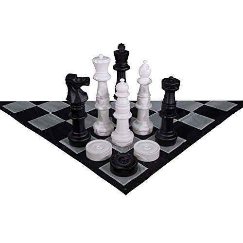 MEGACHESS Giant Chess Set - 37 Inch Tall King with Giant Checkers Set and Giant Quick Fold Chess Mat