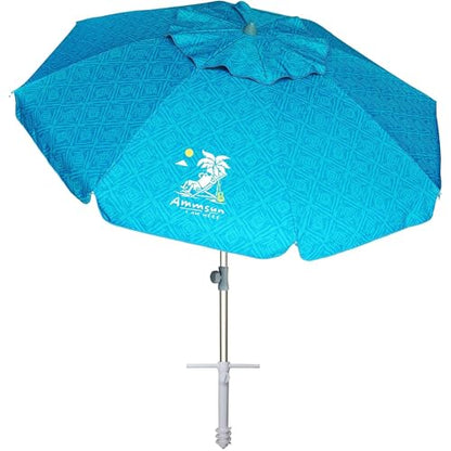 AMMSUN 7ft Heavy Duty High Wind Beach Umbrella with Sand Anchor & Tilt Sun Shelter UPF 50+ Protection Outdoor Sunshade Umbrellas Carry Bag for Patio Garden Pool Backyard Teal - color: Sky Whirlpool Teal