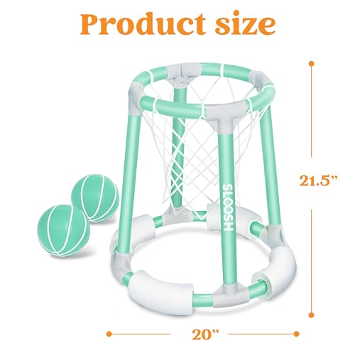 Sloosh Pool Basketball Hoop Toys, Floating Basketball Pool Game, Swimming Floats Toys with Balls Pump, Summer Outdoor Water Play Toy for Kids and Adults (Green) - color: Green