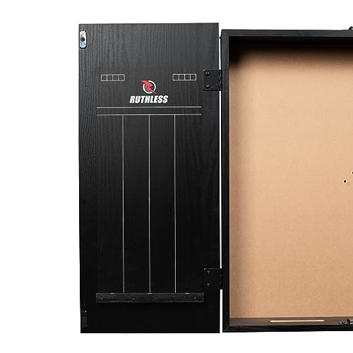 Ruthless | Dart Board Cabinet | Professional Heavy Duty Square Black Dartboard Storage