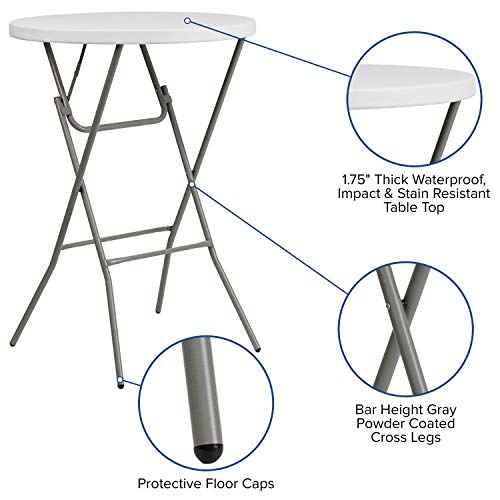 Flash Furniture Elon 2.6-Foot Round Granite White Plastic Bar Height Folding Tables, Set of 8 - color: White, size: 32" Round - Set of 8