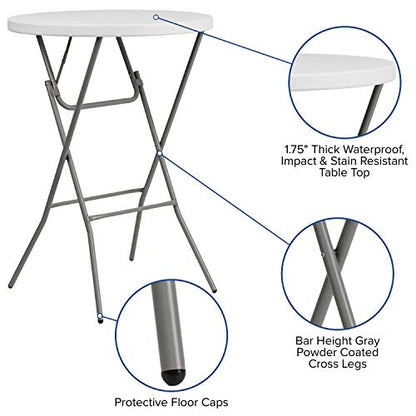 Flash Furniture Elon 2.6-Foot Round Granite White Plastic Bar Height Folding Tables, Set of 8 - color: White, size: 32" Round - Set of 8