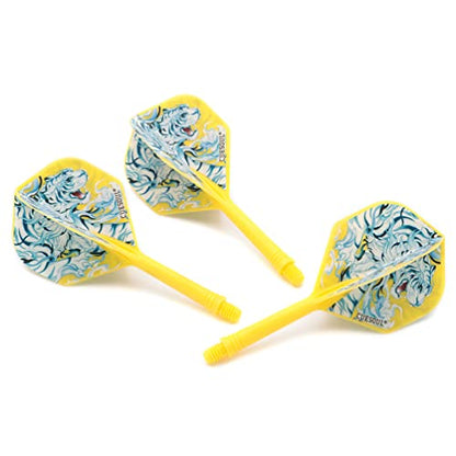 CUESOUL Integrated Dart Shaft and Flights with Four Mythological Symbols Design-Size M 28mm - color: White-White Tiger