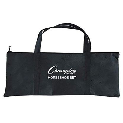 Champion Sports Horseshoe Set: Traditional Outdoor Lawn Game includes Four Professional Solid Steel Horseshoes with Solid Steel Stakes & Carrying Storage Case - style: Deluxe Set