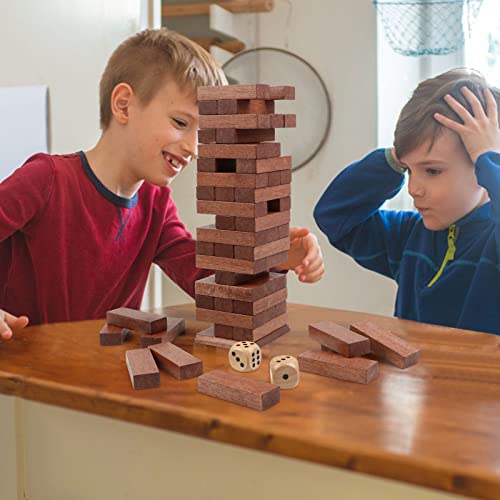Wooden Tumbling Tower, 54PCS Blocks Stacking Games for Party, Camping for Kids Adult and Families, Classic Stacking Blocks Wood Stack Towers Wooden Board Tabletop Games with Storage Box - style: 54PCS