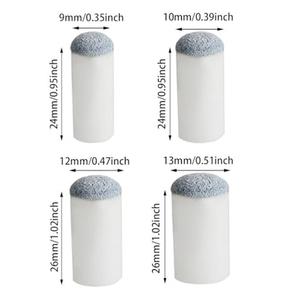 Pengxiaomei 40pcs Slip On Pool Cue Tips Replacement Billiard Cue Tips 4 Sizes Slip-On Cue Tip(9mm/10mm/12mm/13mm, Each Size 10pcs)