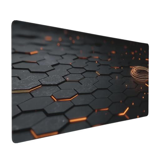 Large Extended Gaming Mouse Pad with Stitched Edges, (35.4X15.7In) Durable Non-Slip Natural Rubber Base, Waterproof Computer Keyboard Pad Mat for Esports Pros/Gamer/Desktop/Office/Home (E) - color: E