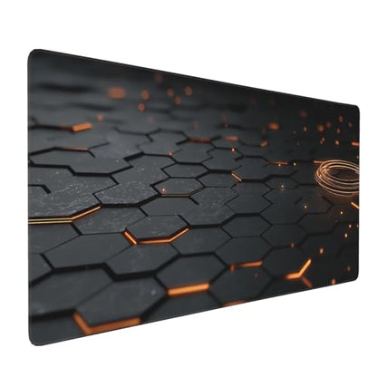 Large Extended Gaming Mouse Pad with Stitched Edges, (35.4X15.7In) Durable Non-Slip Natural Rubber Base, Waterproof Computer Keyboard Pad Mat for Esports Pros/Gamer/Desktop/Office/Home (E) - color: E