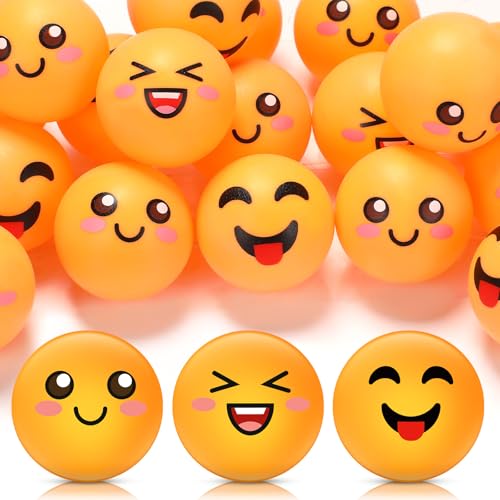 24 Pcs Novelty Table Tennis Balls 3 Special Emotion Face Cute Table Tennis Balls Accessories for All Golfers Birthday Fun Gift Game Art Pet - color: yellow