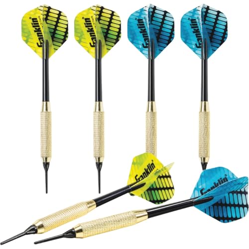 Franklin Sports Soft Tip Darts Set - 6 Pack of 18 Gram Soft Tip Darts - Removable Standard Nylon Flights and Brass Barrels - Lightweight Full Dart Set