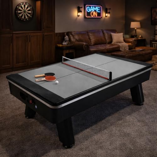 Midsize Foldable Indoor Table Tennis Conversion Top, 84 x 44 in Ping Pong Tabletop with Net & Post, 9mm Thick Playing Surface, Lightweight Compact Design, Easy Fold-Up Storage