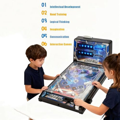 Retro Arcade Electronic, Pinball - Tabletop Game, Pinball Machine, Table Pinballs Game Machine, Desktop Ball Shooting Toy, Vibrating Bumpers LED Lights Sound Effects, Ages 4+