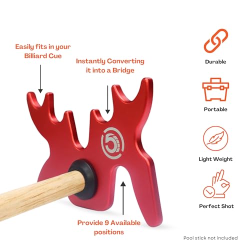 Slip-On Portable Aluminum Moosehead Bridge Cue Rest - color: Red