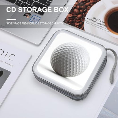 Simple Golf Ball on White CD Case DVD Storage Case Portable for Car Home Travel