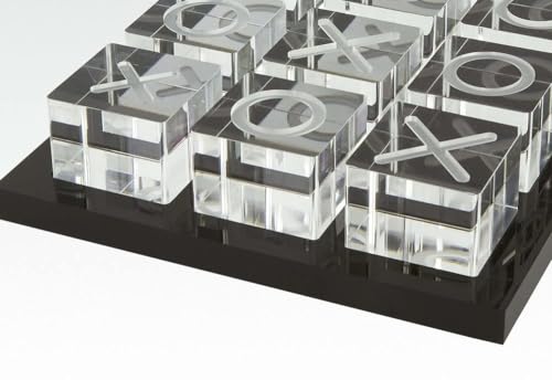 Modern Tic Tac Toe for Home Decoration Acrylic XO with Black Base Decorative Tic Tac Toe Table Top Decoration Coffee Table Decor X/O Board (Clear XO, Black Base)