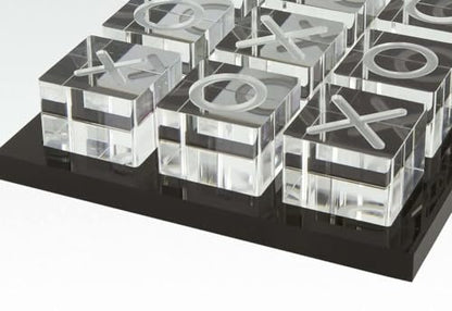 Modern Tic Tac Toe for Home Decoration Acrylic XO with Black Base Decorative Tic Tac Toe Table Top Decoration Coffee Table Decor X/O Board (Clear XO, Black Base)