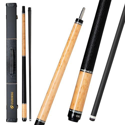 Carbon Fiber Pool Cue Stick 10.5mm/11.8mm/12.5mm,Low Deflection Pool Stick with Rare Wood Butt,Professional Cue Stick with Box Case - color: Bird Eye_Natural Colour_12.5mm