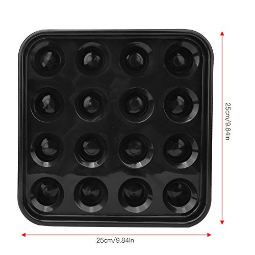 Pool Ball Tray, Billiard Ball Holder Tray, Billiards Standard Pool Ball Tray for 16 Balls, Black Plastic Pool Ball Carrying Tray for Full Set Regulation Size Billiard Balls Balls Pool Accessory