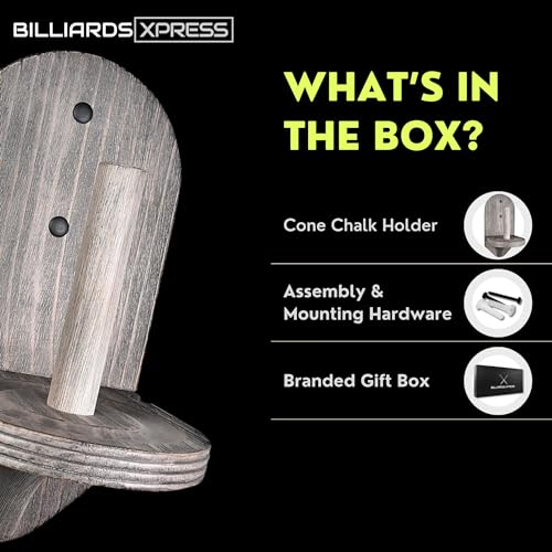 Elegant Wall Mounted Pool Table Chalk Cone Holder - Extra-Sturdy with Beveled Edge and Hardware - Gray