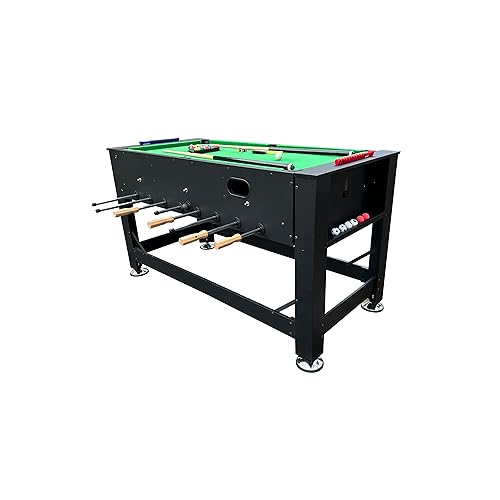 KICK Dyad 55" 2-in-1 Multi-Game Table – Foosball & Billiards/Pool Table - color: Black