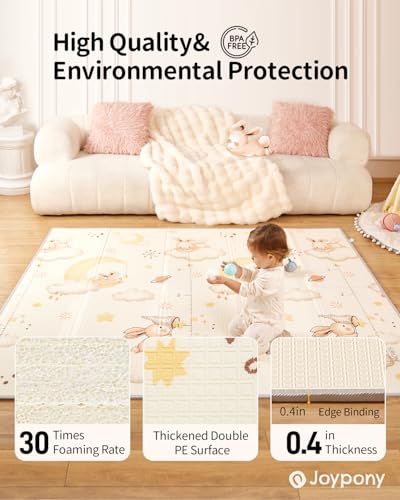 Baby Play Mat, 47 x 47 Inch Foldable Play Mats for Babies and Toddlers, Waterproof & Anti-Slip Portable Baby Floor Mat for Baby Playpen, Baby Mat for Floor with Travel Bag - size: 47x47x0.4 Inch