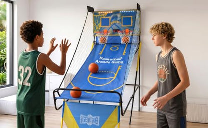 Basketball Arcade Game, Arcade Basketball Game, Foldable Indoor Basketball Game, Dual Shot, LED Electronic Scoreboard, 4 Balls and Hand Pump, Family Game Room Play