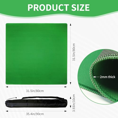 Mahjong Mat, Mahjong Table Mat with Black Carrying Bag,Rubber Anti Slip Game Mat and Noise Reducing Table Cover for Mahjong,Dominoes,Poker,Card,Board Games Table Mat (Green, 31.5 Inches) - color: Green
