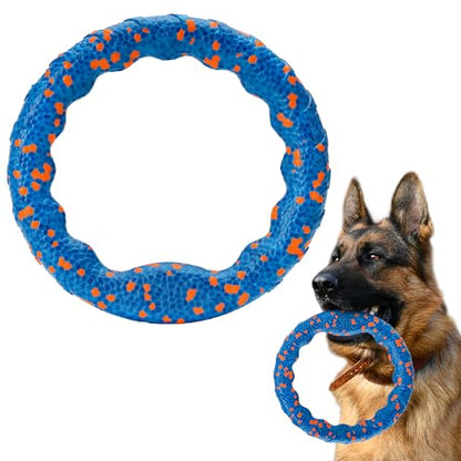 FUSOTO Dog Ring Toy, Indestructible Flying Discs for Throwing Catching, Water Floating Dog Training Ring for Medium Large Breeds (Blue - φ9 inches) - color: Blue - φ9 inches
