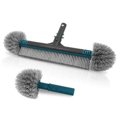 20'' Pool Brush Head, Detachable Pool Cleaning Brush with Durable Around Nylon Bristles, EZ Clip Aluminum Handle- Clean Swimming Pools Walls, Steps & Corners Faster - size: 20" Detachable Pool Brush