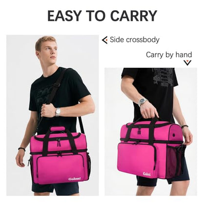 Goloni 2 Balls Bowling Bag with Ball Holder - Fits Bowling Shoes Up to Mens Size 16 and Accessories - color: Pink