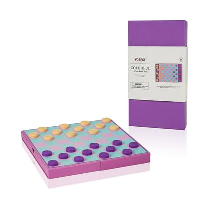 YOBRO Colorful Checkers Board Game, Portable Travel Checkers Set with Folding Board, Classic 2-Player Strategy Game for Family Fun, Family Game Night