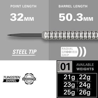 Target Darts Artemis Tungsten Steel Tip Dart Set, 21G/22G/23G/24G/25G/26G | Artemis Original | Artemis K-Flex Integrated Flight & Shaft | Professional Accessories Dart Kit, Dart Wallet Included - size: 25G, style: ARTEMIS ORIGINAL