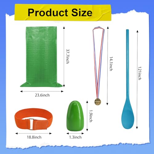 29 PCS Potato Sack Race Bags, Outdoor Games Sack Race Bags Set Includes 3-Legged Race Bands, Egg Spoon Relay Race, Plastic Medals, Carnival Outdoor Lawn Party Field Day Games for Adults & Family