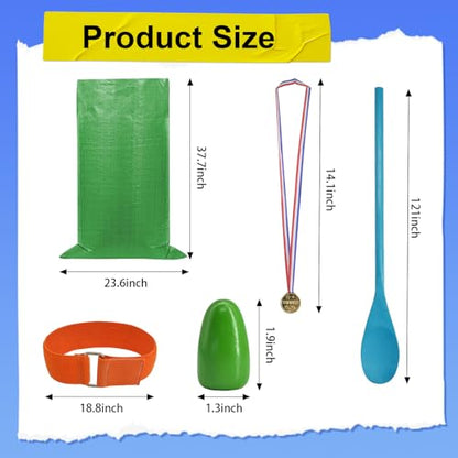 29 PCS Potato Sack Race Bags, Outdoor Games Sack Race Bags Set Includes 3-Legged Race Bands, Egg Spoon Relay Race, Plastic Medals, Carnival Outdoor Lawn Party Field Day Games for Adults & Family